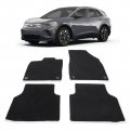 Ikon Motorsports Floor Mats For 2021-2023 Volkswagen Id 4 4dr Black W White Border Nylon Oe Fitment Style Front Rear Anti-slip