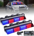 Lumenix Red Blue Police Emergency Dash Strobe Lights Safety Flashing Warning Hazard Traffic Front Windshield Deck Split Cop 