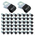 Zreneyfex 50 Pack 3 8 Inch Vinyl Coated Cable Clamps 10mm Galvanized Steel Metal Wire Rubber Cushioned Insulated Hose Pipe 