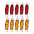 Ledvillage Pack Of 10 Slim 6 4 Inch Led 12 Smd 5 Amber Red Flux Mount Lights Side Maker With Chrome Housing Fit For Trailer 