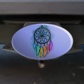 Dream Catcher With Rainbow Feathers Watercolor Sketch Oval Tow Trailer Hitch Cover Plug Insert