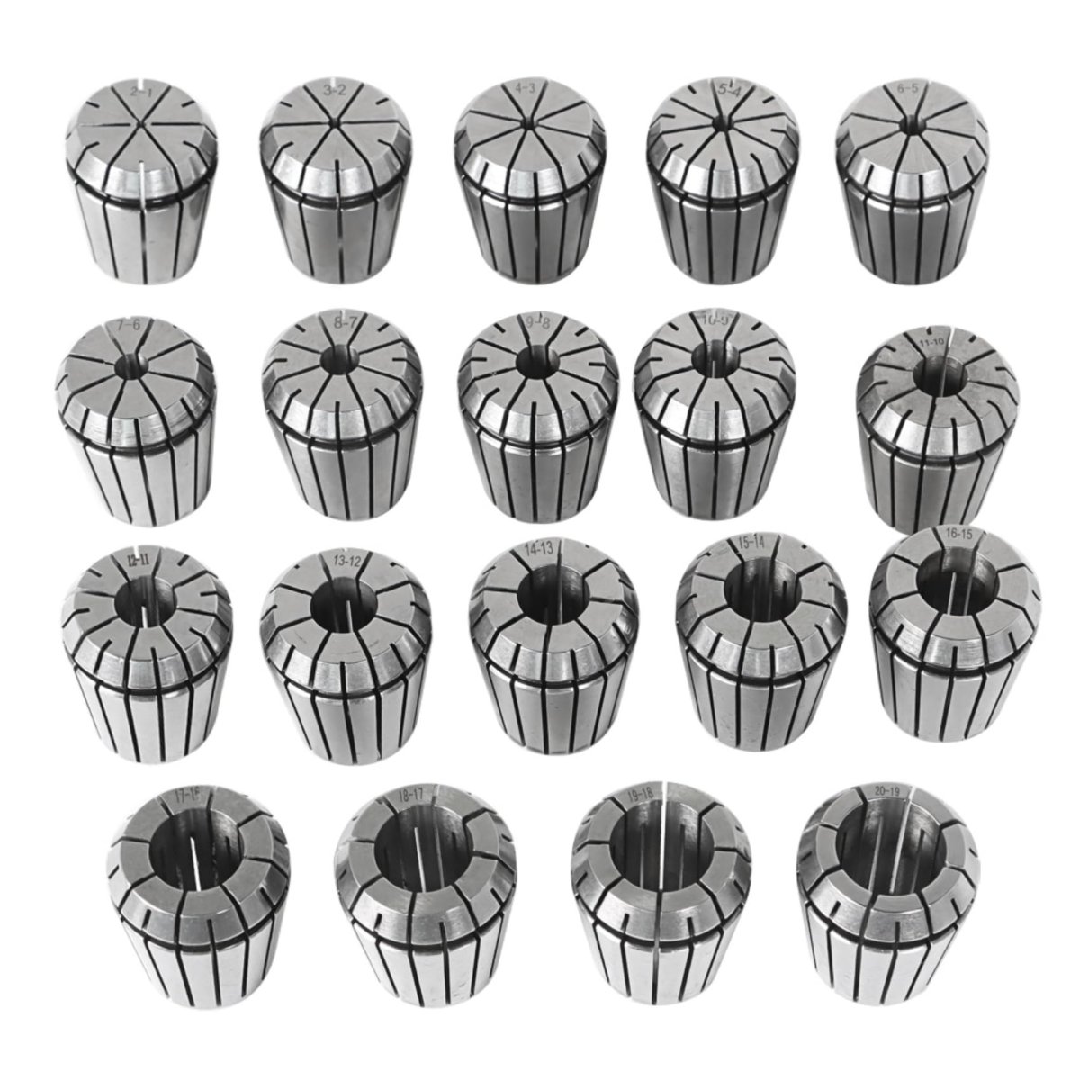 Er32 Spring Collet Set 19pcs Carbon Steel 2-20mm High Accuracy For Cnc Milling Machine Lathe And Engraving Tools