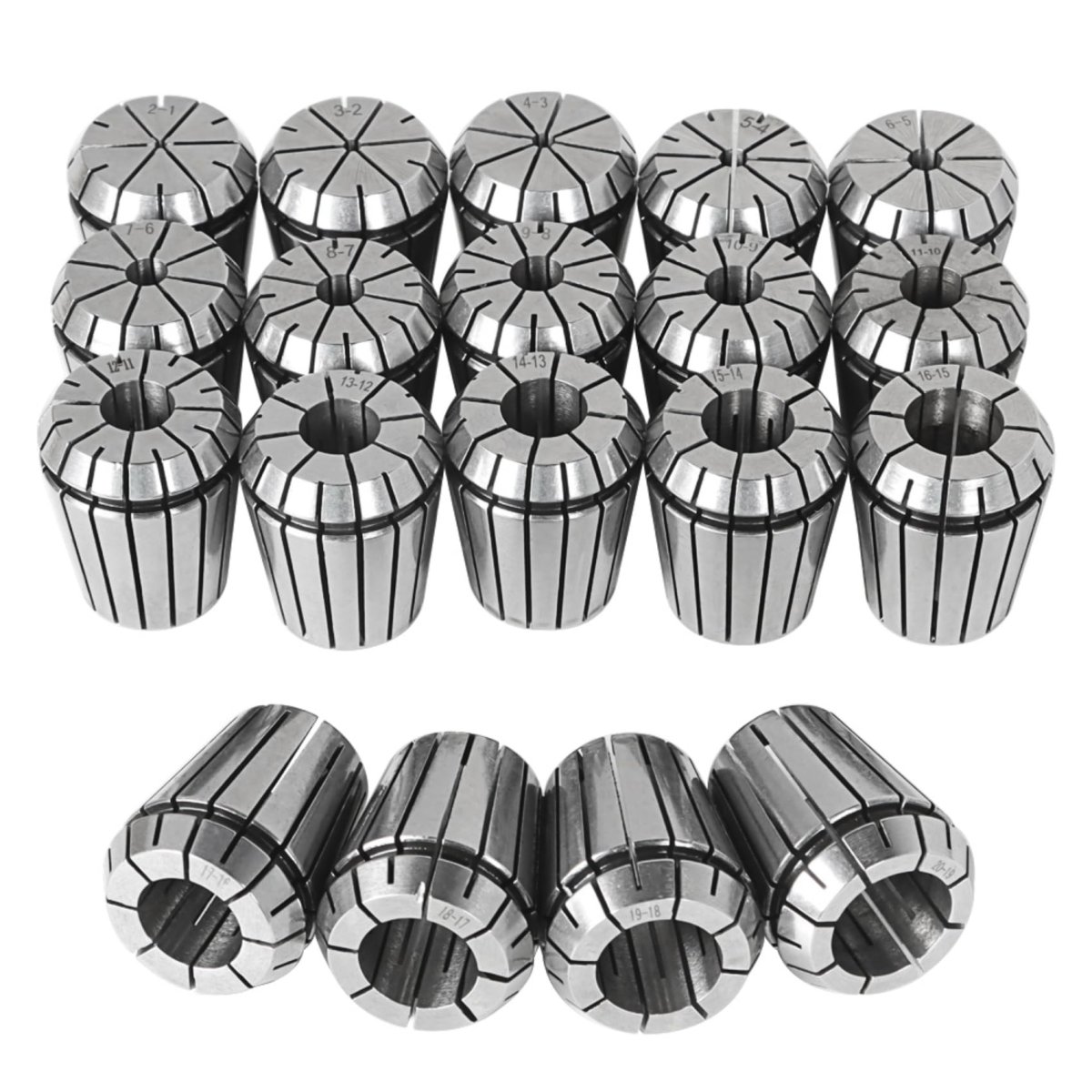 Er32 Spring Collet Set 19pcs Carbon Steel 2-20mm High Accuracy For Cnc Milling Machine Lathe And Engraving Tools