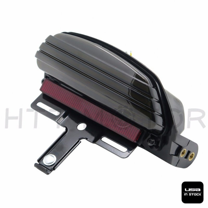 Httmt Mt450-001- Smoke Tri-bar Fender Led Tail Light Bracket For H-d Fxst Fxstb Fxstc Softail