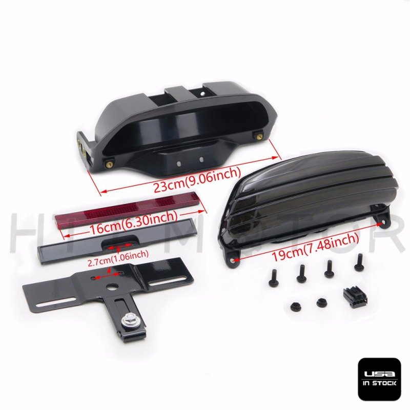 Httmt Mt450-001- Smoke Tri-bar Fender Led Tail Light Bracket For H-d Fxst Fxstb Fxstc Softail
