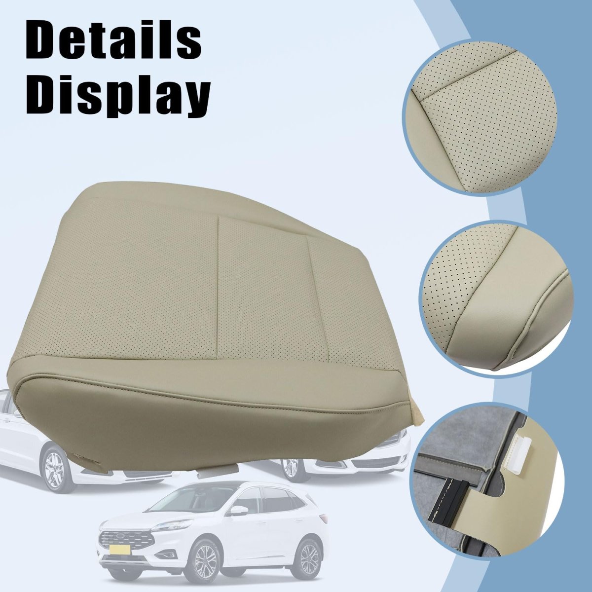 Driver Side Bottom Perforated Leather Replacement Seat Cover Tan For Acura Tsx 2009 2010 2011 2012 2013 2014 Fits Power And