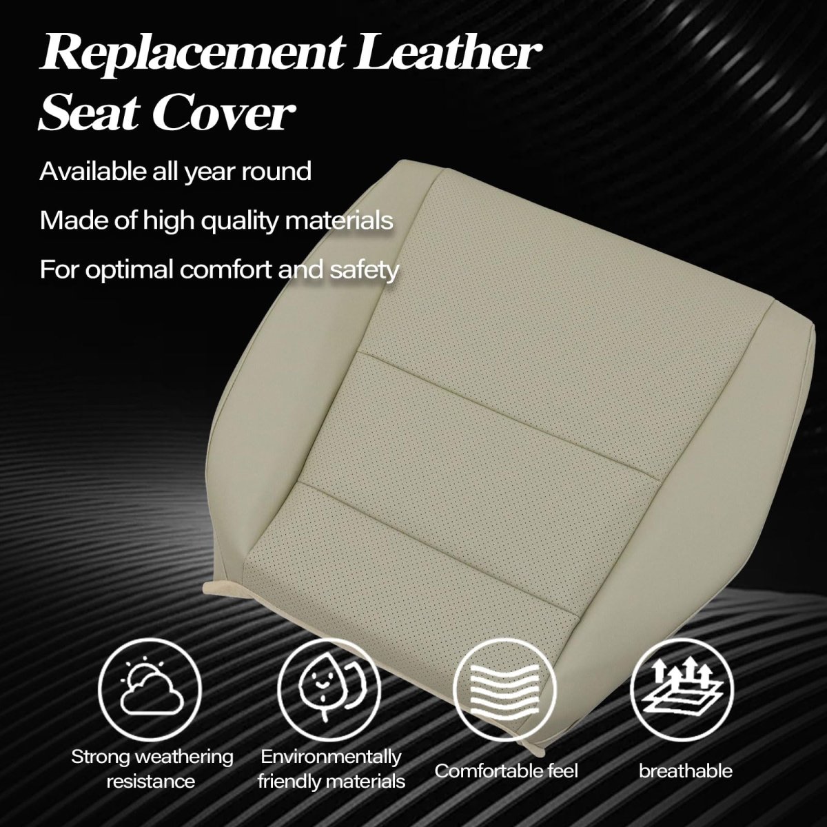 Driver Side Bottom Perforated Leather Replacement Seat Cover Tan For Acura Tsx 2009 2010 2011 2012 2013 2014 Fits Power And