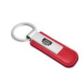Jeep Grill Red Pu Leather Strap Silver Metal Bar Key Chain Official Licensed