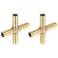 2pcs Brass 4 Way Pipe Fitting 8mm Cross Barb Union Adapter For Water Fuel Air Transport Connect Pipelines 