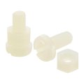 50sets Nylon Screw Nut Assortment M5-0 8x12mm Slotted Pan Head Screws M5 Hex Nuts For Machinery Electronics White 