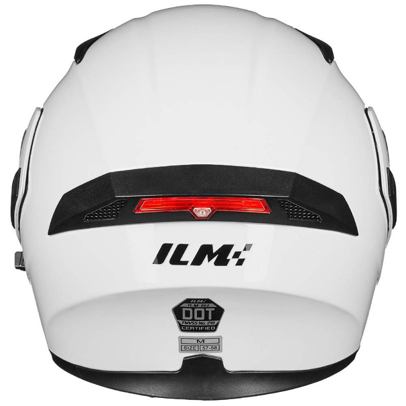 Ilm Motorcycle Dual Visor Flip Up Modular Full Face Helmet Dot Led Light Model 902l S White