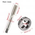 M12 X 1 5mm Hss Metric Tap And Die Set Thread Round Right Hand Taper Silver Tone 2pcs