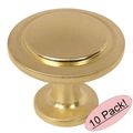 Cosmas 5560bb Brushed Brass Cabinet Hardware Round Knob 1-1 4 Diameter 10 Pack 