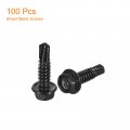 Uxcell 14 X 1 Hex Washer Head Self Drilling Screws 100pcs 410 Stainless Steel Sheet Metal Tapping For Wood Black