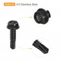 Uxcell 14 X 1 Hex Washer Head Self Drilling Screws 100pcs 410 Stainless Steel Sheet Metal Tapping For Wood Black