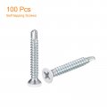 Uxcell 8 X 1-1 4 White Screws Self Drilling 100pcs Flat Head Phillips Sheet Metal Screw Wood To