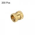 Uxcell Knurled Insert Nuts 200pcs M3 X 5mm Length 4mm Od Female Thread Brass Threaded Embedment Nut For 3d Printer