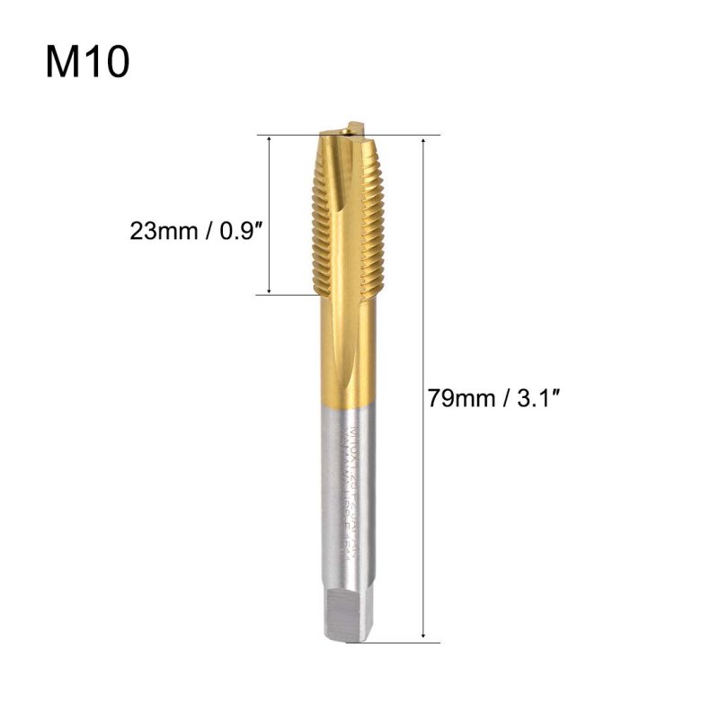 Spiral Point Plug Threading Tap M10 X 1 25 Ground Threads H2 3 Flutes High Speed Steel Hss 6542 Titanium Coated Metric Screw