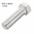Uxcell M12x40mm Hex Bolts 304 Stainless Steel Hexagon Screw Bolt 5pcs
