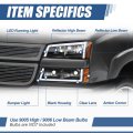 Auto Dynasty 4pcs Box-style Led Drl Headlights And Bumper Lamps Compatible With Chevy Avalanche Silverado 1500 2500 3500