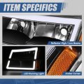 Auto Dynasty 4pcs Box-style Led Drl Headlights And Bumper Lamps Compatible With Chevy Avalanche Silverado 1500 2500 3500