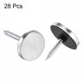 Uxcell Mirror Screws 22mm 0 87 28pcs Decorative Cap Fasteners Cover Nails Wire Drawing Silver Tone 201 Stainless Steel