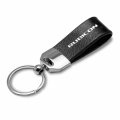Ipick Image For Jeep Rubicon Wrangler Black Real Leather Loop Strap Chrome Metal Key Chain Keychain Official Licensed