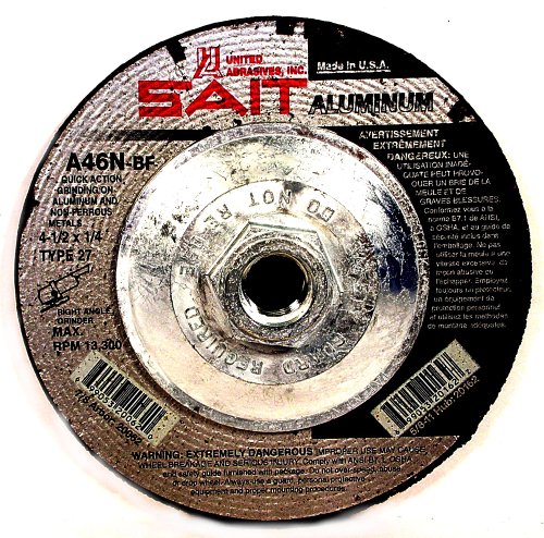 United Abrasives Sait 20162 Type 27 4-1 2-inch X 1 4-inch 5 8-11 A46n Aluminum Depressed Center Grinding Wheels 10-pack