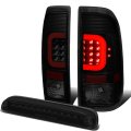 Compatible With 08-16 Ford Super Duty Red 3d Led C-bar Tail Light 3rd Third Brake Lamp Smoked