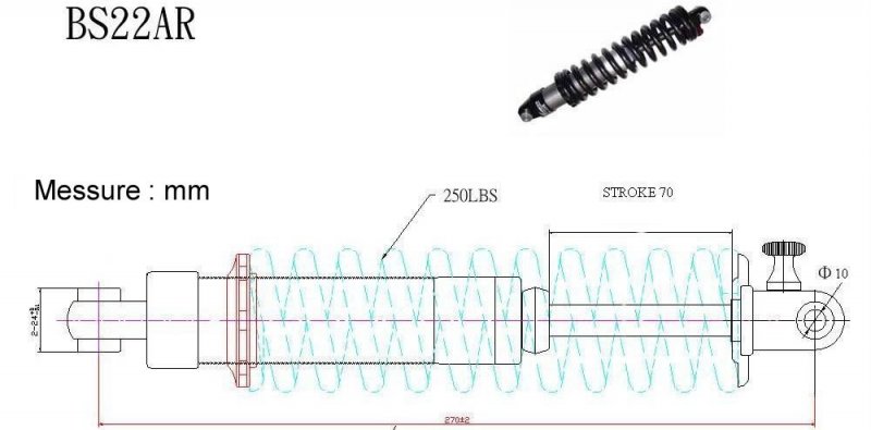 10 9 280mm Fastace Bs-22ar Bda01ar Rear Shock 250 Lb In
