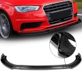 Auto Dynasty 3pcs Car Front Bumper Lip Spoiler Wing Body Kit Compatible With Audi A3 S3 17-20 Real Carbon Fiber