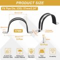 5pcs 57mm 2-1 4 Cable Clamp 2 Hole 304 Stainless Steel Rubber Coated Cushion Insulated Clamps U Holder Pipe Strap With