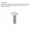Uxcell Square Head Bolt 2pcs M8x20mm Fully Thread 304 Stainless Steel Grade C Machine Screws