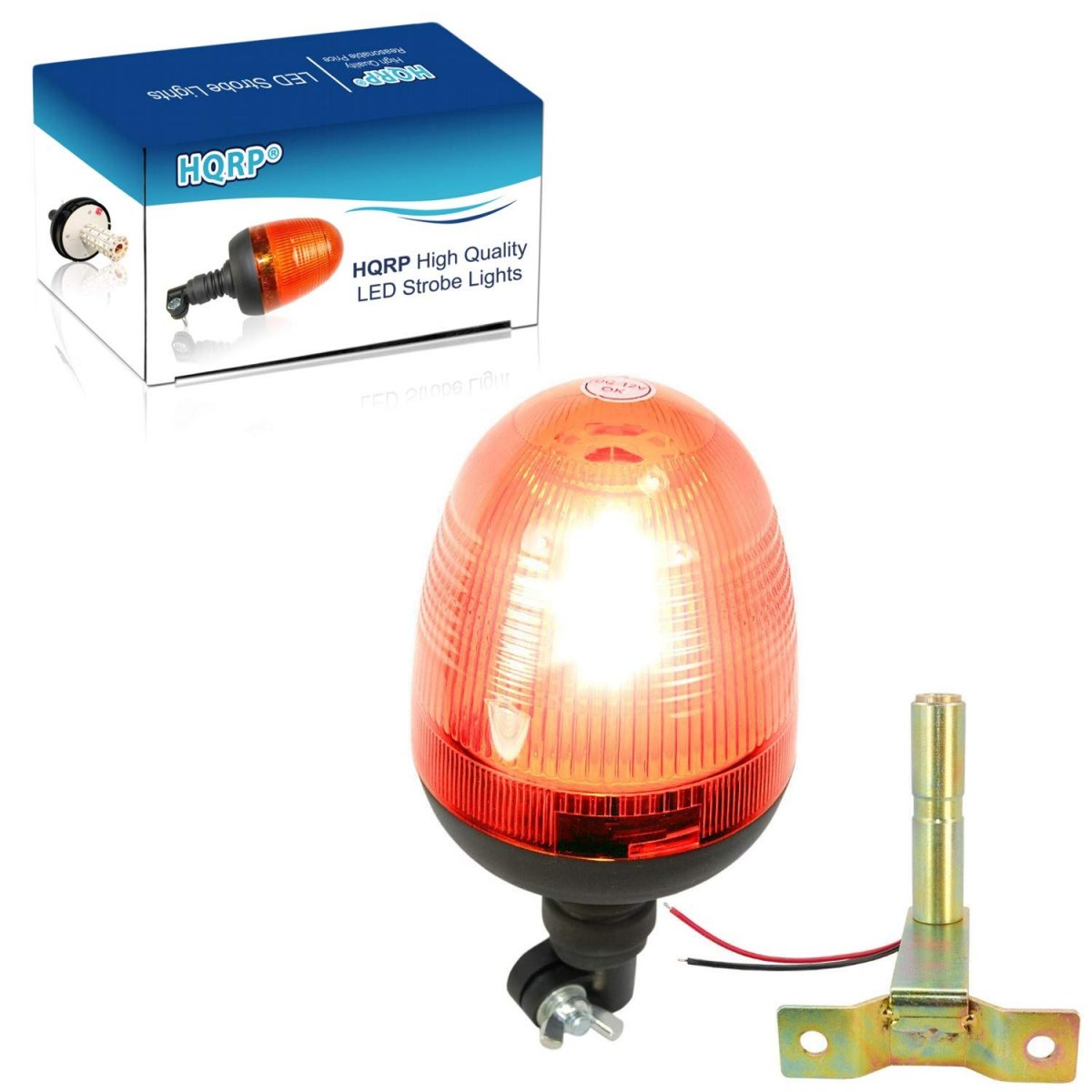 Hqrp 12v Flexible Pipe Mount Safety Low Profile Amber Beacon Strobe Warning Light Crawler Loader Dozer Excavator
