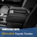Auto Dynasty Center Console Armrest Cover Compatible With Toyota Tundra 14-19 Stitched Synthetic Vinyl Leather Black