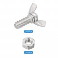 Uxcell 20pcs M8-1 25x20mm Wing Butterfly Screws Bolts With Nuts 304 Stainless Steel Bolt Thumb Hand