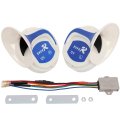 Air Horn 1 Pair 115 Db Super Loud Trumpet Electric Snail Car With 18 Sounds For 12v Trucks Cars Motorcycle Boats Golf Carts