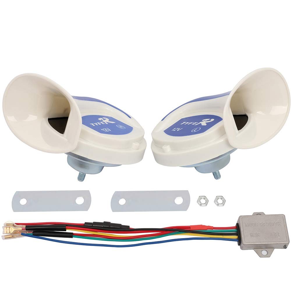 Air Horn 1 Pair 115 Db Super Loud Trumpet Electric Snail Car With 18 Sounds For 12v Trucks Cars Motorcycle Boats Golf Carts