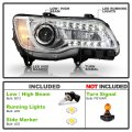 Acanii For Halogen Type 2015-2023 Chrysler 300 Chrome Bezel Led Drl Projector Headlight Headlamp Passenger Side