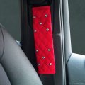 Pinbola Bling Seatbelt Shoulder Pads Leather Luster Crystals Seat Belt Covers Universal Fit Car Decor Accessories For Women
