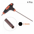 Uxcell 2 5mm Ball End Hex Key T-handle Wrench Spanner Metric S2 Steel 4 Pcs