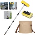 Nunet Car Truck Rv Wash Brush Foldable Bucket Adjustable 60a Long Handle Hose Attachment On Off Switch Flow-thru Soft Bristle 
