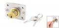 Uxcell Metal Mounting Plate Gold Tone Cylinder Head Furniture Drawer Lock W 2 Keys