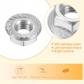 Uxcell Flange Left Hand Nuts M8x1 25mm 304 Stainless Steel Serrated Reverse For Assembling And Fastening Silver 4pcs