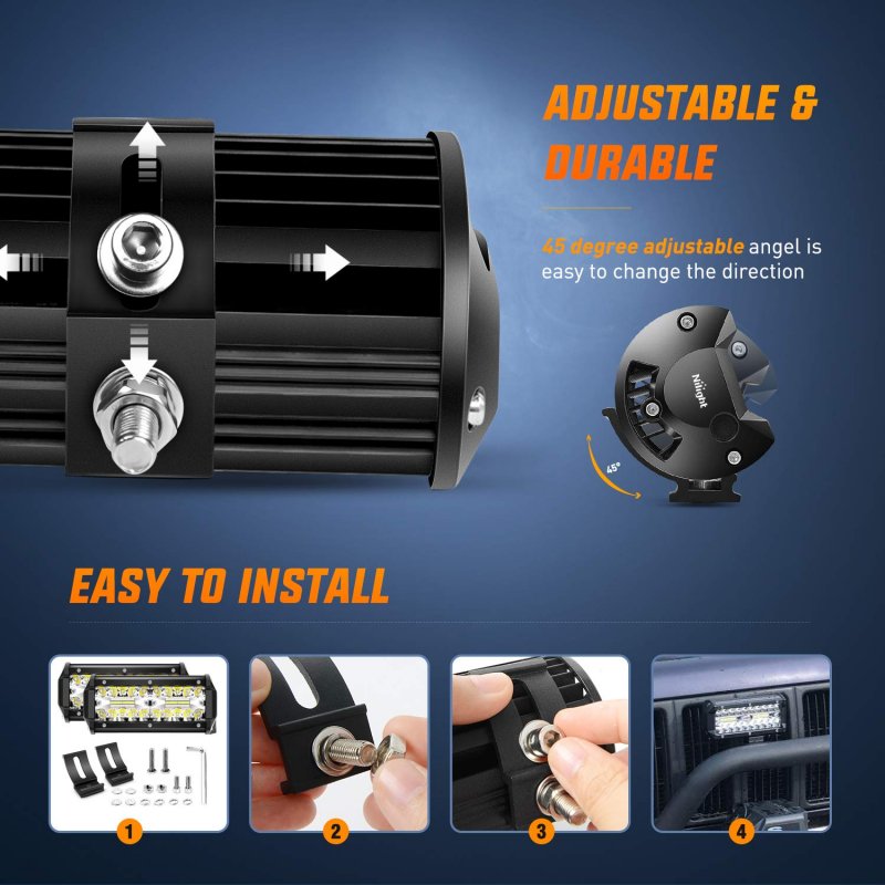 Led Pods 4 Pack 6 5 In 120w Light Bar Triple Rows Spot Flood Combo Driving Lights Waterproof Work For Off Road Truck Car Atv