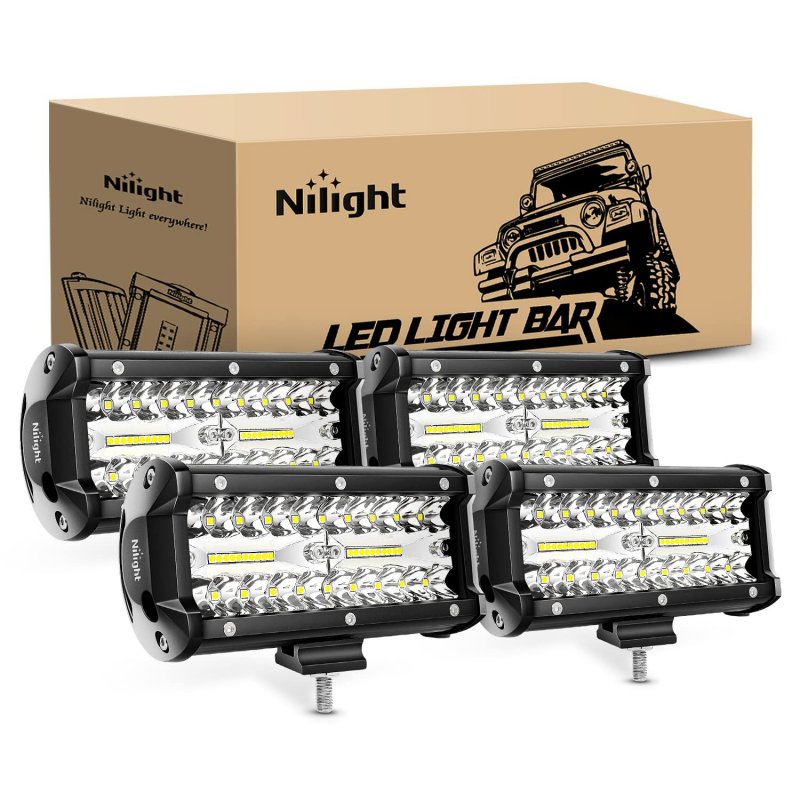 Led Pods 4 Pack 6 5 In 120w Light Bar Triple Rows Spot Flood Combo Driving Lights Waterproof Work For Off Road Truck Car Atv