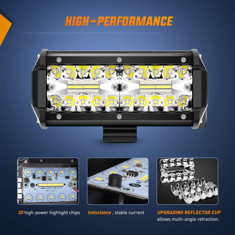 Led Pods 4 Pack 6 5 In 120w Light Bar Triple Rows Spot Flood Combo Driving Lights Waterproof Work For Off Road Truck Car Atv