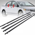 Motorfansclub 4pcs Weatherstrip Window Seal Fit For Honda Civic 2006 2007 2008 2009 2010 2011 Door Outside Trim Belt Black 