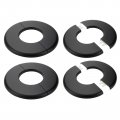 4 Pcs Wall Split Flange Abs Round Self Adhesive Escutcheon Plate Buckle Design For 2 In 51mm Diameter Pipe Black 