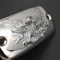 Xkh- Motorcycle Chrome Brake Fluid Reservoir Cap Cover Free Spirit Eagle Engraved Compatible With Honda Valkyrie Goldwing 1500